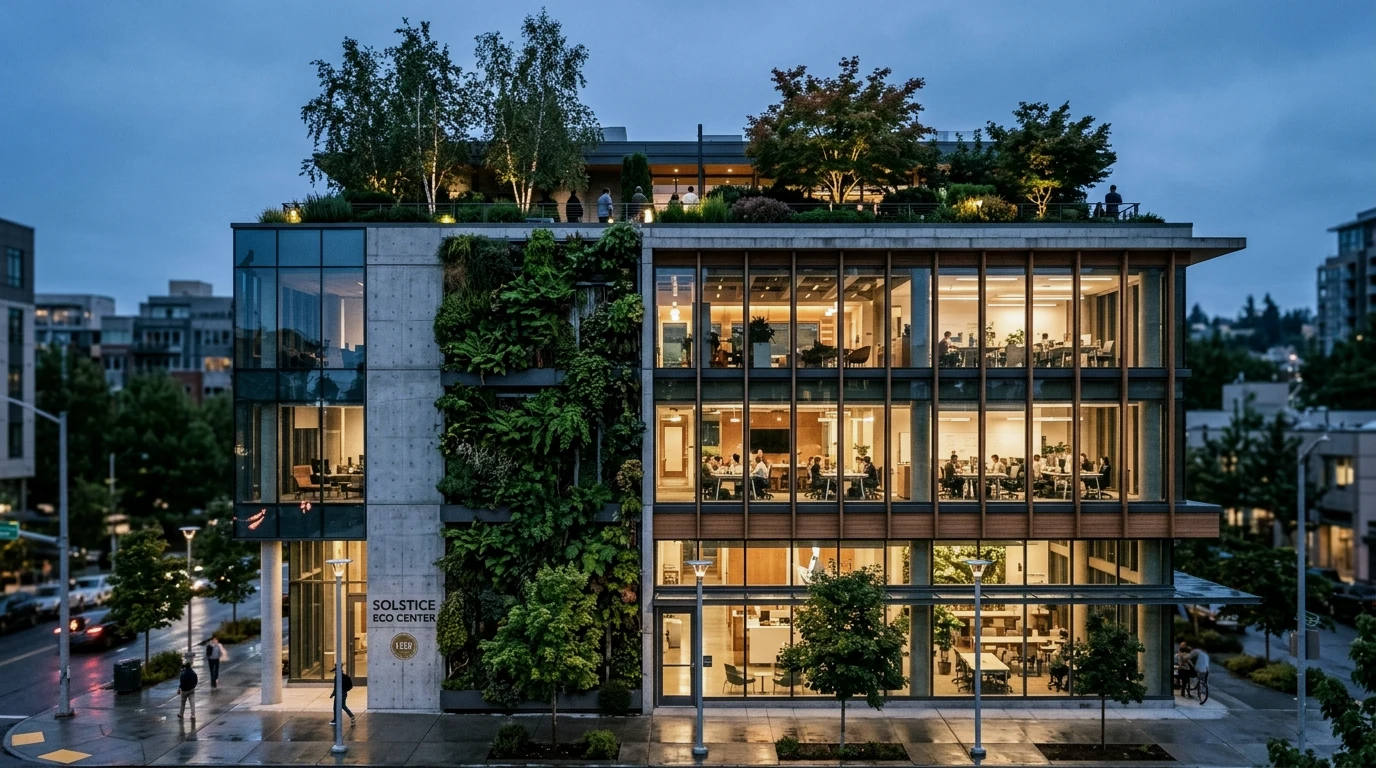 Zrównoważony budynek z zielenią - projektowanie pod LEED/BREEAM
