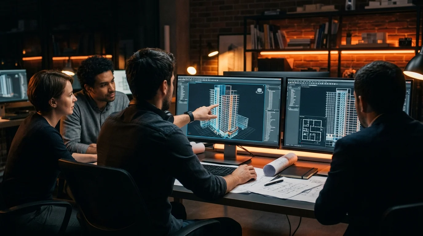Zespół projektowy HVE2 przy modelach CAD/BIM