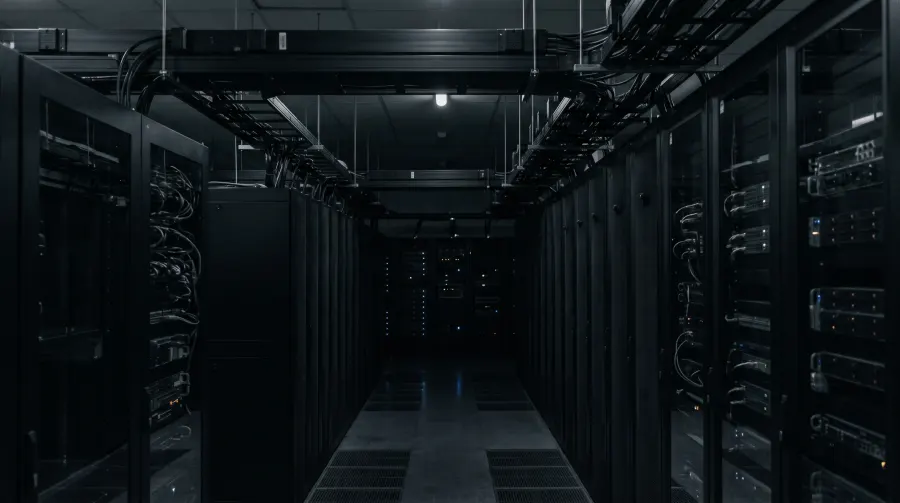 Wizualizacja: serwerownia data center z dystrybucją zasilania