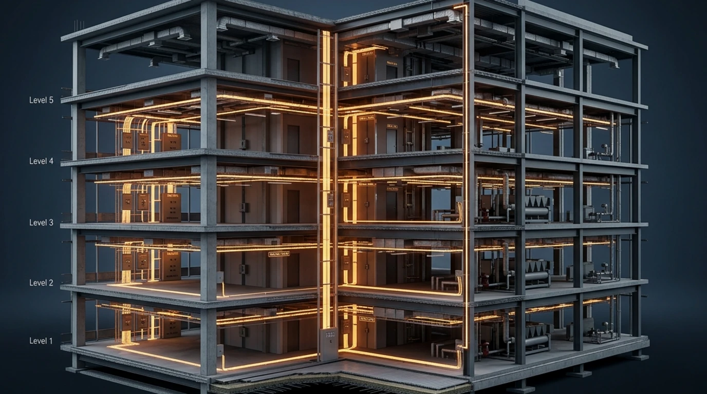 Model BIM budynku z instalacjami elektrycznymi